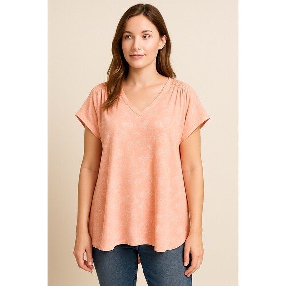 Wonderly Women's XL Pale Peack Babydoll Blouse NWT - Picture 1 of 13